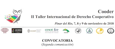 II Taller Internacional de Derecho Cooperativo (Cooder) - Pinar del Río, 7, 8 y 9 de noviembre de 2018