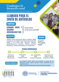Llamada a artículos para un número especial de la revista ‘Cuadernos de Desarrollo Rural’, sobre Economía Social, Sostenibilidad y ODS